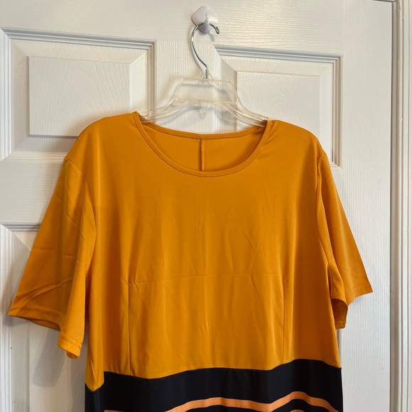 Women's Plus Size Elegant Fitted Stripe Print Professional Midi Dress 18W - 22W - Picture 4 of 7